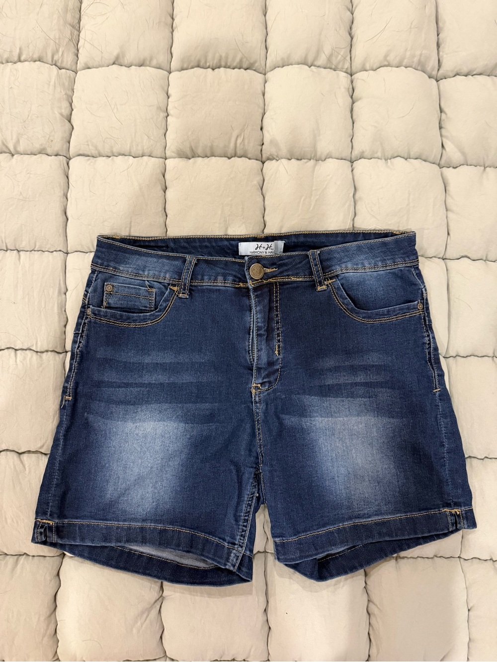 High-Rise Dark Blue Denim Jean Shorts